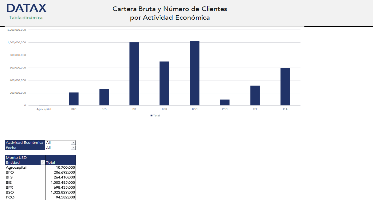 Cartera Bruta y Número de Clientes por Actividad Económica