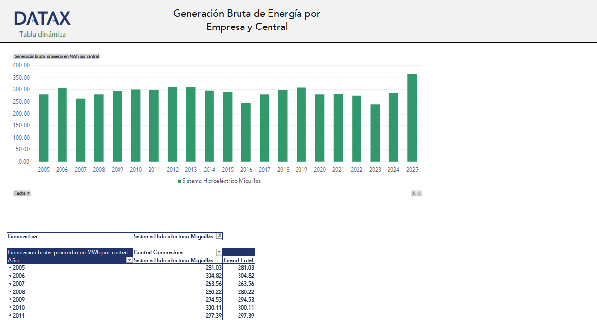 Generación Bruta por Empresa y Central