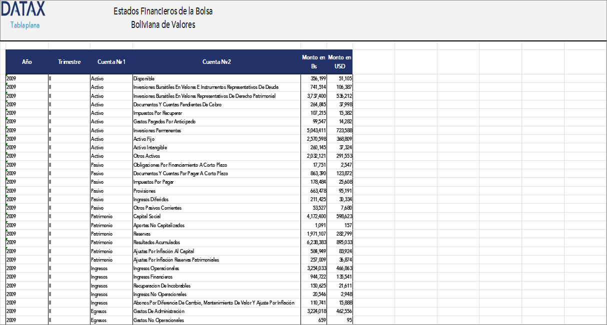 Financial Statements of the Bolivian Stock Exchange