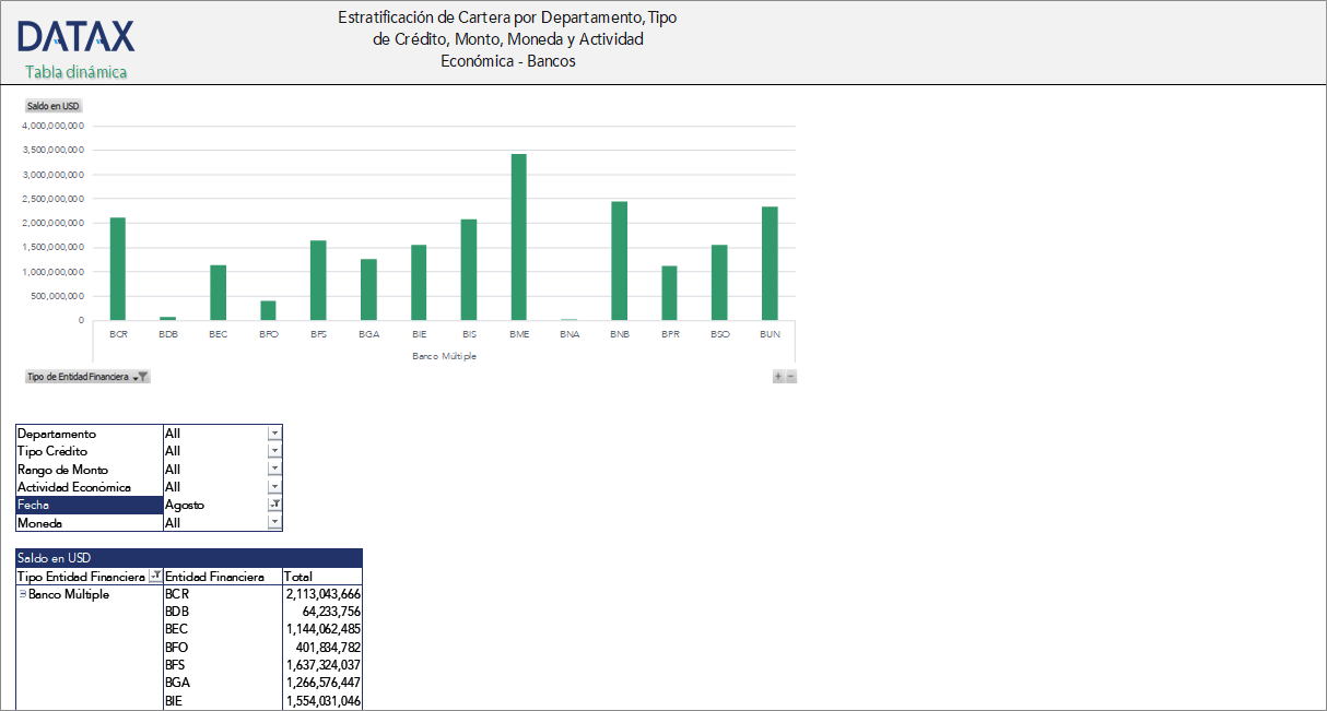 Banking System Loan Portfolio Stratification by Activity, Department, and Loan Amount