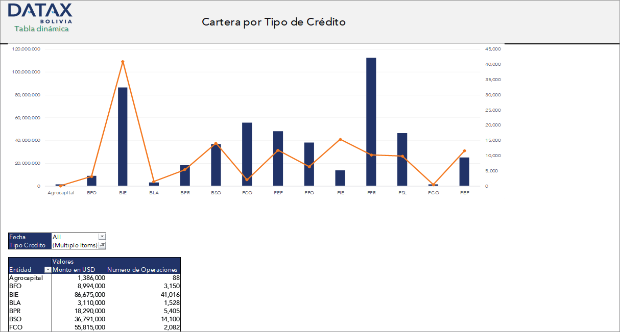 Portfolio Evolution by Credit Type in Institutions Affiliated with ASOFIN
